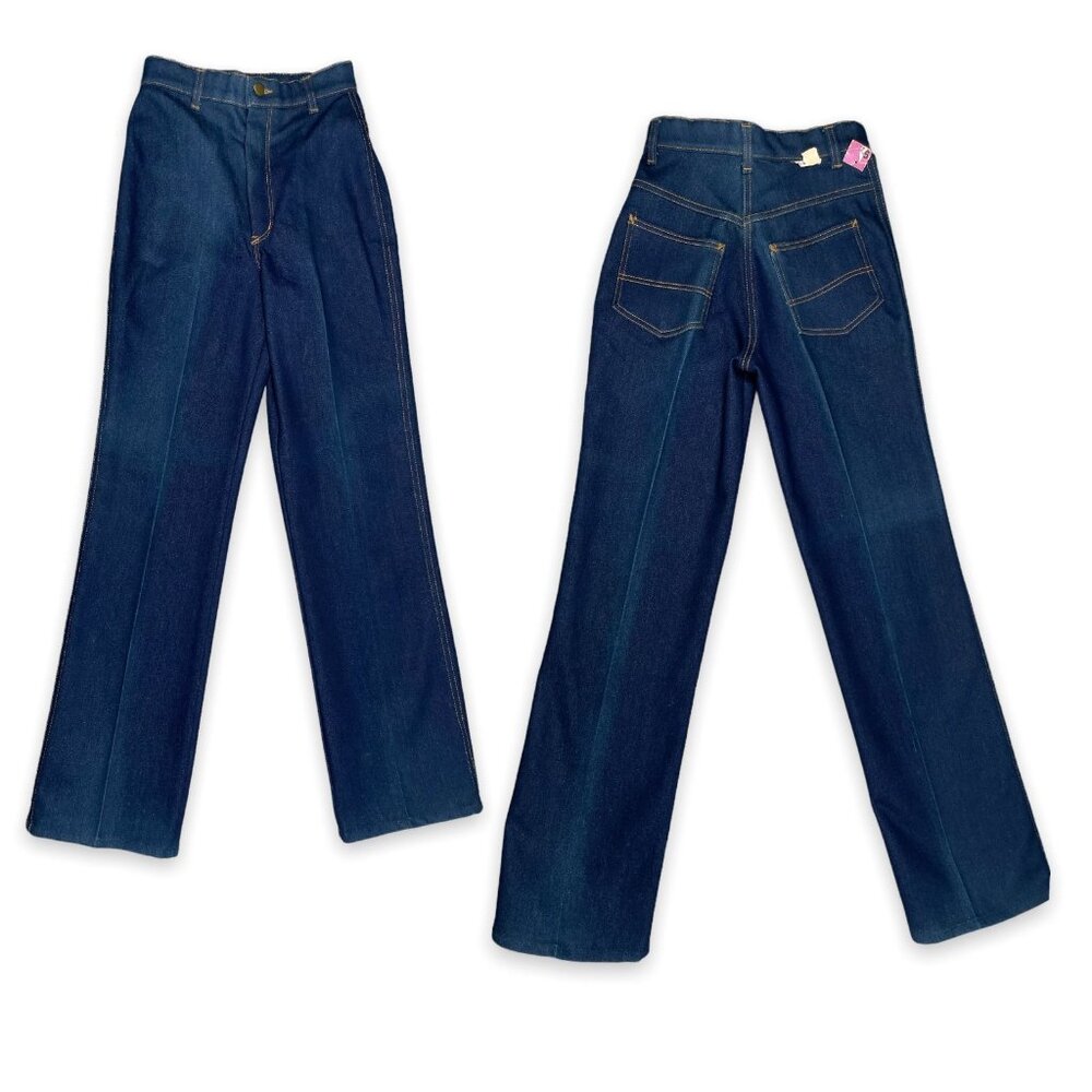 NWT NOS Vintage Womens Sun Belt Magic Band Dark Wash Denim Jeans 25" - 26"